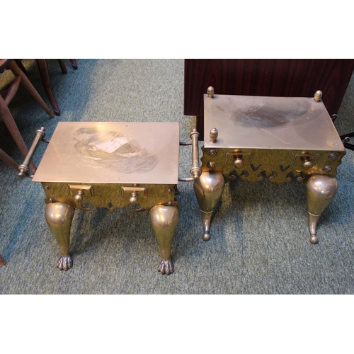 517 - 2 19C Brass Footmen, one with paw feet the other with pad feet