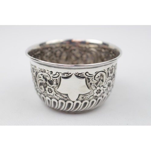 117 - Highly embossed Edwardian Silver Sugar Bowl by Charles Edwards London 1901, 80g total weight