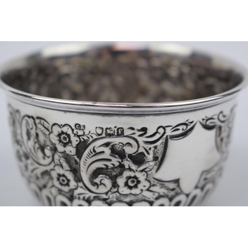 117 - Highly embossed Edwardian Silver Sugar Bowl by Charles Edwards London 1901, 80g total weight