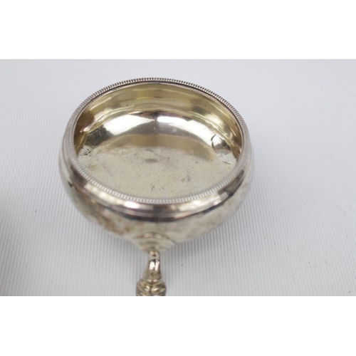 197 - Pair of Silver George III Silver salts each on pad feet with beaded rims. 7cm in Diameter. London 17... 