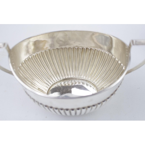 217 - King George V Silver fluted Silver Creamer and Sugar bowl  By H V Pitley & Co. 210g total weight