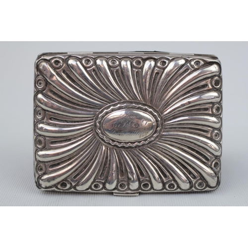 219 - Edwardian Silver Fluted card case with fluted dated 1902 (Date marks rubbed with fitted interior, 10... 