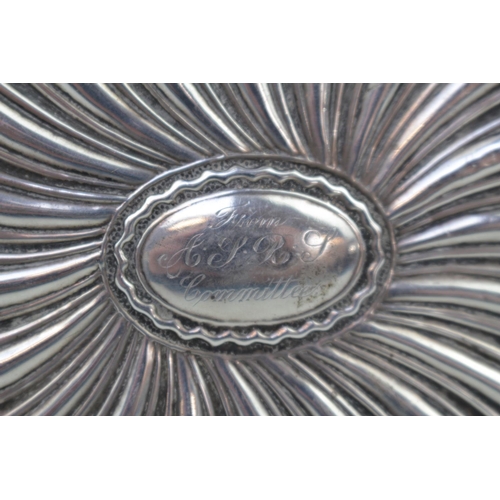 219 - Edwardian Silver Fluted card case with fluted dated 1902 (Date marks rubbed with fitted interior, 10... 