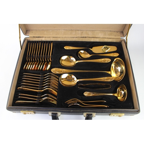 103 - Cased Westminster Luxury Collection SBS Bestecke Solingen Gold plated canteen of Cutlery