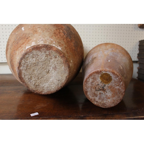 108 - Large Terracotta Funerary Ovoid Jar and a Leadless glazed 2 tone Terracotta Jar. 50cm & 39cm