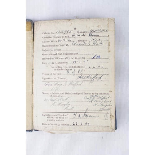 129 - Royal Air Force Log book for Hubert Hufford Navigator dated 5th Feb 1943 of No.33 ANS including Bomb... 