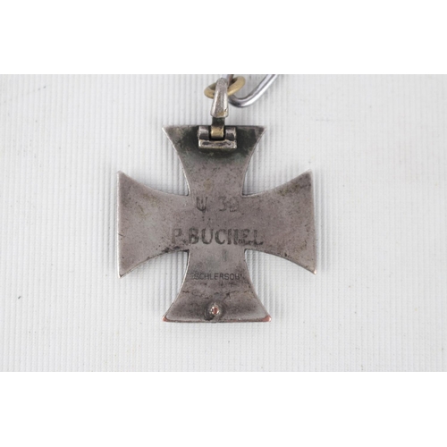 130 - German Third Reich U Boat Named Iron cross converted to a neck award P. Buchel and a Letterhead for ... 