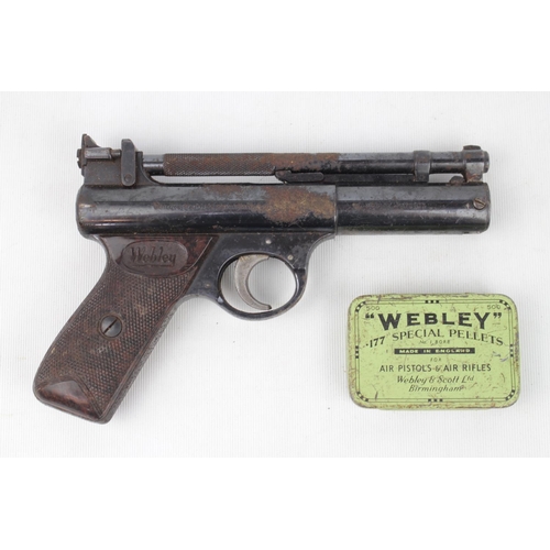 131 - The Webley Senior Webley & Scott Ltd of Birmingham .177 Pistol with Box of Pellets and Plastic Oil c... 