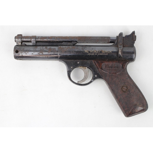 131 - The Webley Senior Webley & Scott Ltd of Birmingham .177 Pistol with Box of Pellets and Plastic Oil c... 