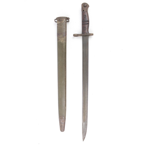 141 - Remington made Model 1918 bayonet as fitted to the US Model 1917 rifle with scabbard. 56cm in Length