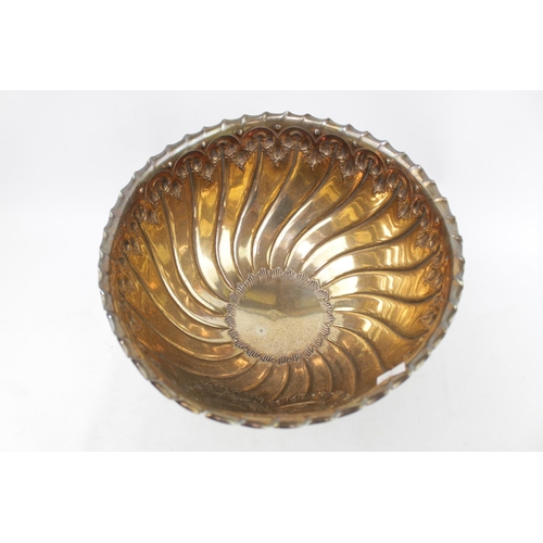 194 - Very Large Silver Floral fluted Bowl Sheffield 1895 by Atkin Brothers with engraved Cartouche Robert... 