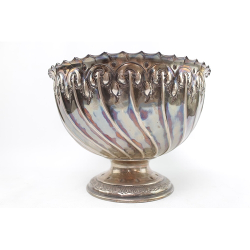 194 - Very Large Silver Floral fluted Bowl Sheffield 1895 by Atkin Brothers with engraved Cartouche Robert... 