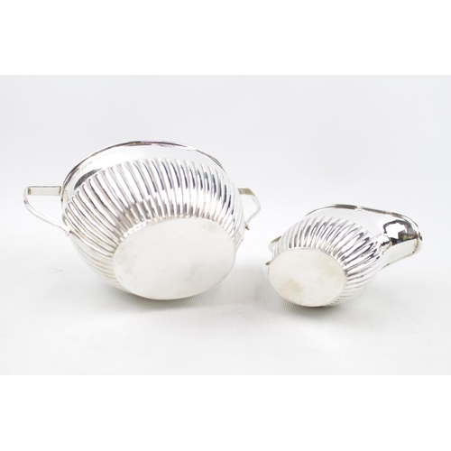 217 - King George V Silver fluted Silver Creamer and Sugar bowl  By H V Pitley & Co. 210g total weight