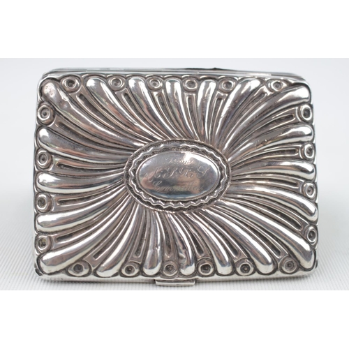 219 - Edwardian Silver Fluted card case with fluted dated 1902 (Date marks rubbed with fitted interior, 10... 