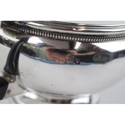 229 - George V Silver Teapot of Circular form with simple beaded decoration over rimmed foot circular teap... 