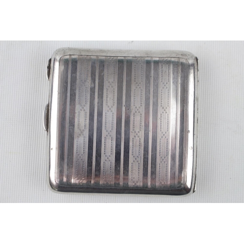 236 - Art Deco Silver Curved Cigarette case by Charles Edwin Turner. Birmingham 1926. 100g total weight