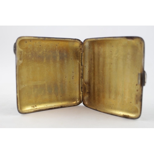 236 - Art Deco Silver Curved Cigarette case by Charles Edwin Turner. Birmingham 1926. 100g total weight