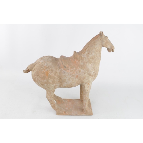 40 - Antique Chinese Terracotta pottery funerary Tang horse on rectangular base 30cm in Height