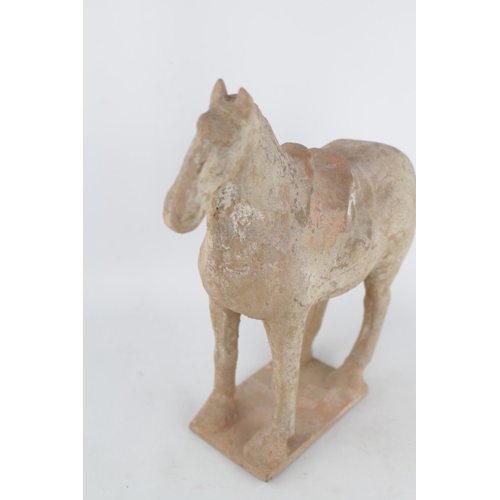 40 - Antique Chinese Terracotta pottery funerary Tang horse on rectangular base 30cm in Height