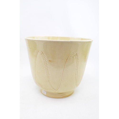 121 - Early Susie Cooper Yellow glazed Jardinière with incised decoration, marks to base. 20cm in Height