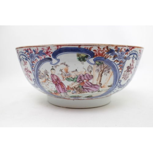 122 - Collection of 18thC and Later Chinese ceramics hand painted Punch Bowl, 2 Charger, Large Platter, Gi... 