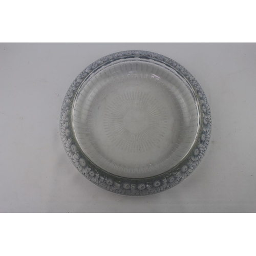 186 - R Lalique Sunflowers pattern Circular bowl, engraved signature. 34cm in Diameter