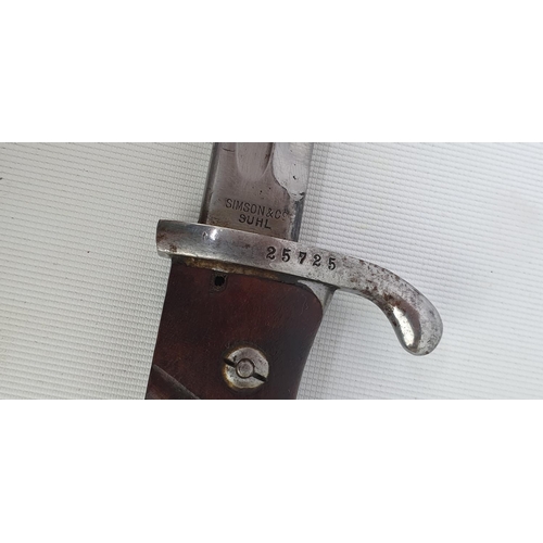 165 - M1898 GEW Long Bayonet matching numbers dated 1906 with Brazilian coat of arms on the Pommel