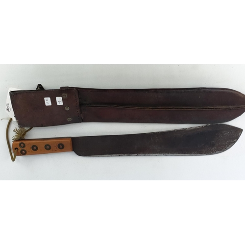 166 - British Machette dated 1942 on scabbard maker marked on both sides