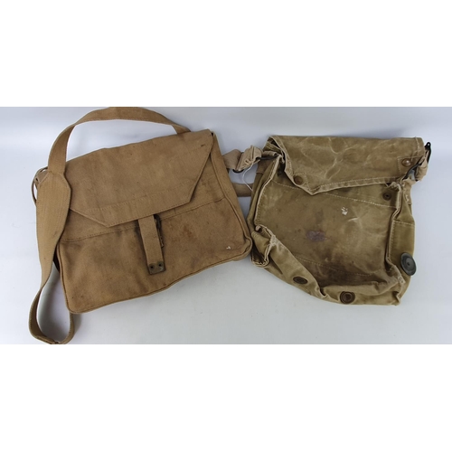 168i - WWII British Gas Mask Haversack complete with strap and an officer side pouch dated 1941 marked Edwa... 