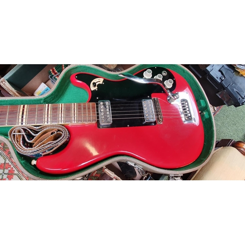 268 - Hofner 1960s Electric Guitar in Lipstick Red with pearlescent switch, fitted case