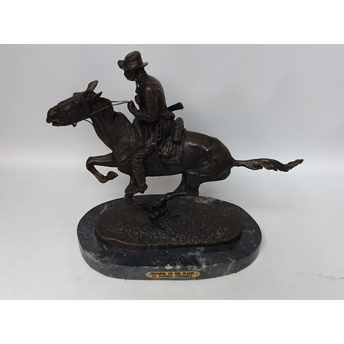 269 - Sculpture on marble base 'Trooper of the Plains' by Frederick Remington, 35cm in Height