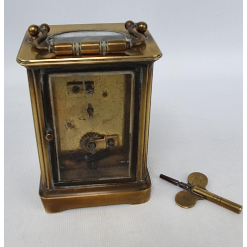 272 - Good quality French Brass carriage clock with Roamn numeral dial and double ended key