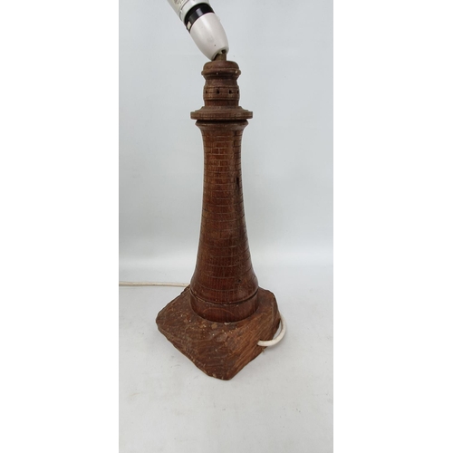 273 - Retro Wooden turned lamp base in the form of a Lighthouse