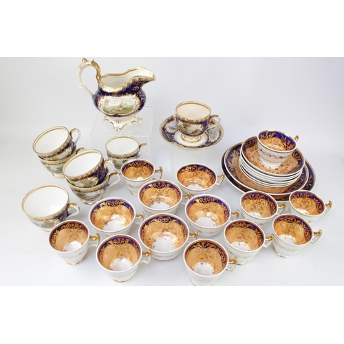 124 - 2 Part Early English Tea sets, 1 Painted with Landscapes, the other pattern 2/725