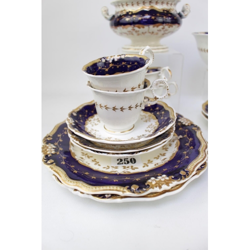 250 - Large Early Graingers 19thC English Had Painted Porcelain Tea Set (29 Pieces)