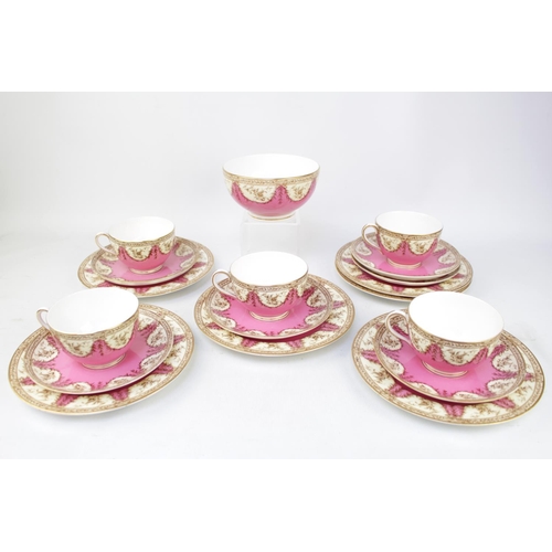 252 - Decorative Royal Worcester Pink Tea Wares 4551 (19 Pieces in Total)