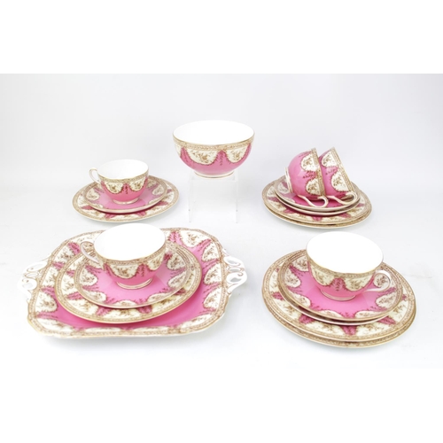 252 - Decorative Royal Worcester Pink Tea Wares 4551 (19 Pieces in Total)