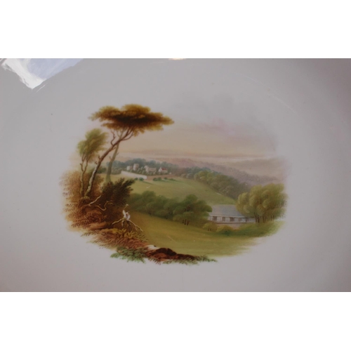 255 - Fine 19thC Minton Dessert service with painted Landscapes and gilded borders A122 (16 Pieces in Tota... 