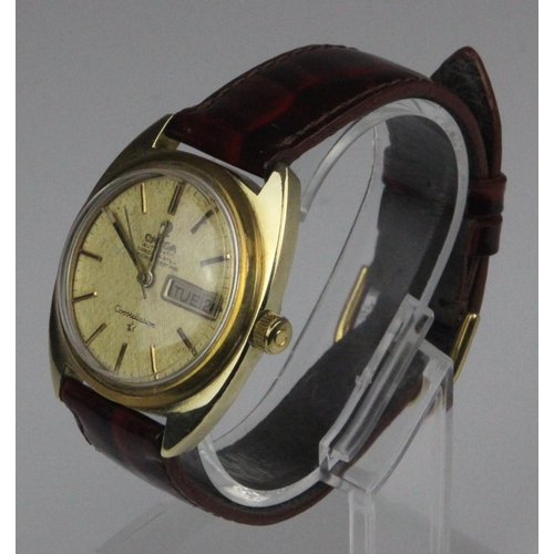 185c - OMEGA Chronometer Constellation 14k Gold Plated Day Date Automatic Wristwatch C1968. Omega Constella... 