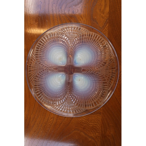 56 - René Lalique (French, 1860-1945): An Opalescent and Clear Glass Coquilles Plate, wheel cut mark R LA... 