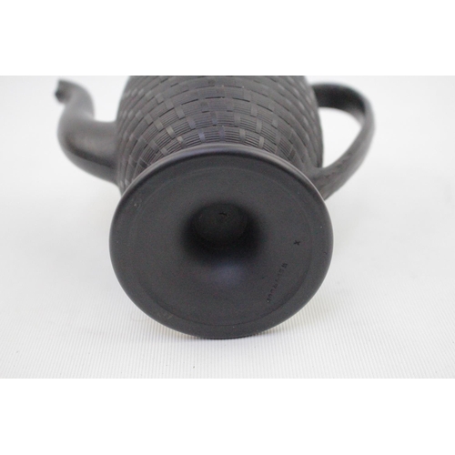 68 - Rare Wedgwood Black Basalt Coffee Pot shape number 508 with rope weave design. 20cm in Height with l... 