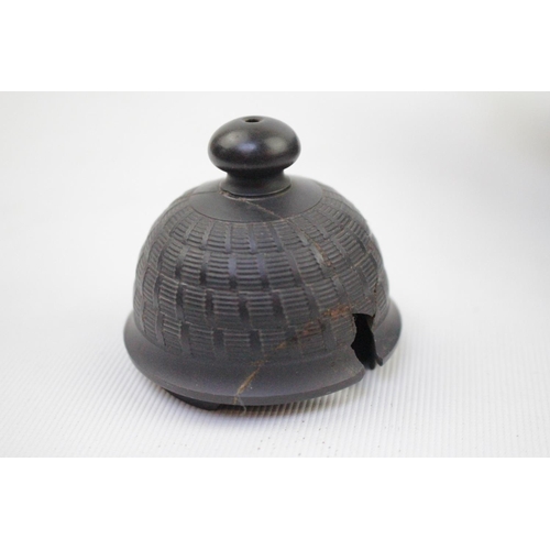 68 - Rare Wedgwood Black Basalt Coffee Pot shape number 508 with rope weave design. 20cm in Height with l... 