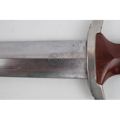 258 - A German World War II NSKK Dagger, 8.5ins bright steel double edge blade engraved 