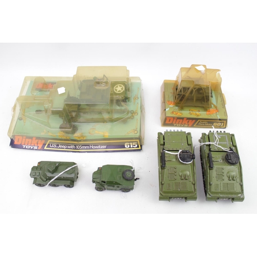 270 - Collection of Dinky Military Vehicles and Guns inc cased US Jeep with 105mm Howitzer etc