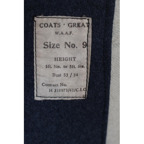 279 - RAF Great Coat with label Ruth P B Jones