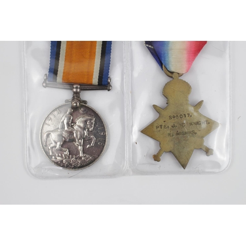 286 - Black Watch Regiment. Private J C McKnight 5017 1914/15 Star & British War Medal with Research paper... 