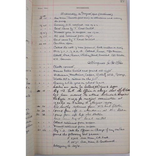 303 - WW2 London Blitz Interest. Three occurrence log books for fire force station 34 Ealing. 11/08/40 to ... 