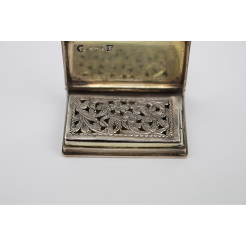 371 - Victorian Silver Vinaigrette in the form of a Book with hinged pierced interior. Birmingham 1846 by ... 