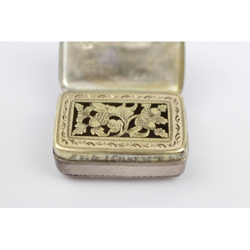 374 - George III Silver Vinaigrette of rectangular form with hinged gilded floral pierced interior. London... 