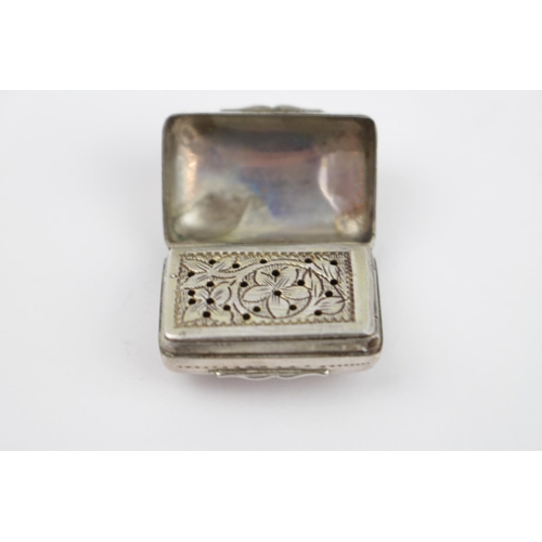 375 - William IV Silver Vinaigrette of Rectangular Form with hinged floral pierced gilded interior. Birmin... 